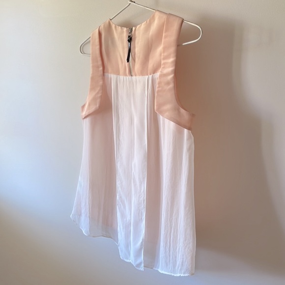 CUE Peach White High Neck Sheer Back Sleeveless Tank Top Blouse - Picture 6 of 13